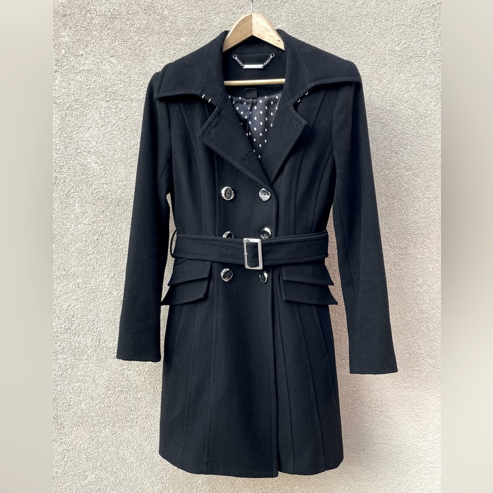 White House Black Market ❄️ Wool Double Breasted Pea Coat in Black Sz S